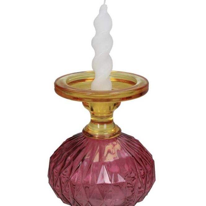 Hovedbilde candle holder glass pink