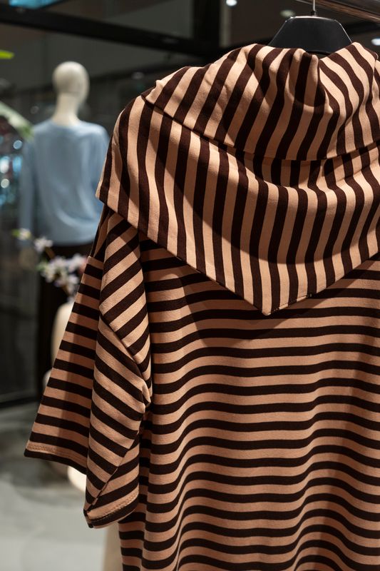 brown tee with scarf