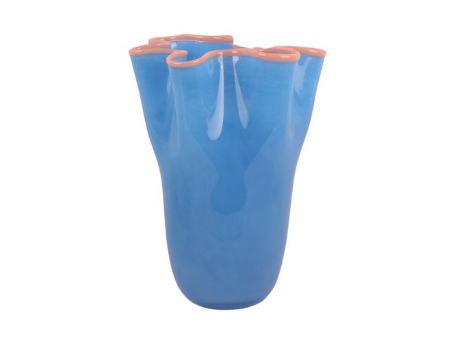 Hovedbilde Vase ruffle blå rosa stor