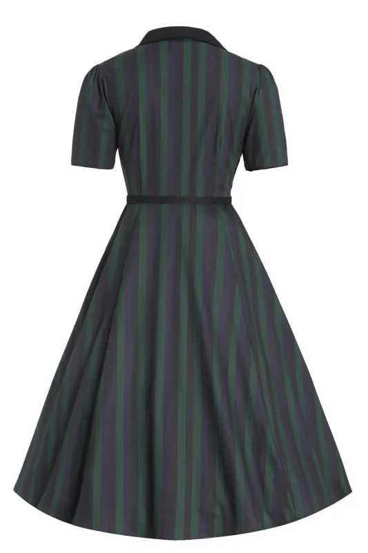 Black green stripe dress