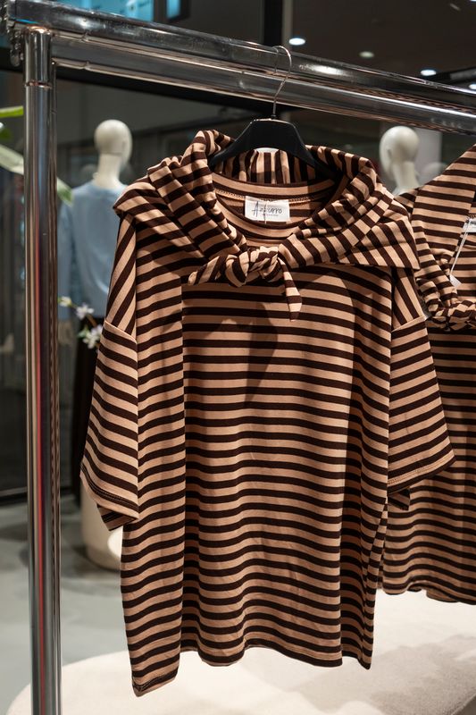 brown tee with scarf