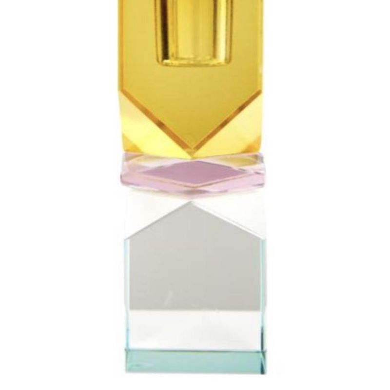 Krystall lysestake yellow pink light mint liten